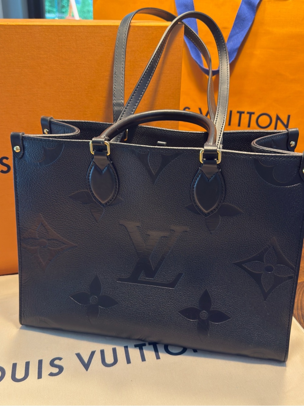 Louis Vuitton Black Monogram Embossed Shoulder Bag